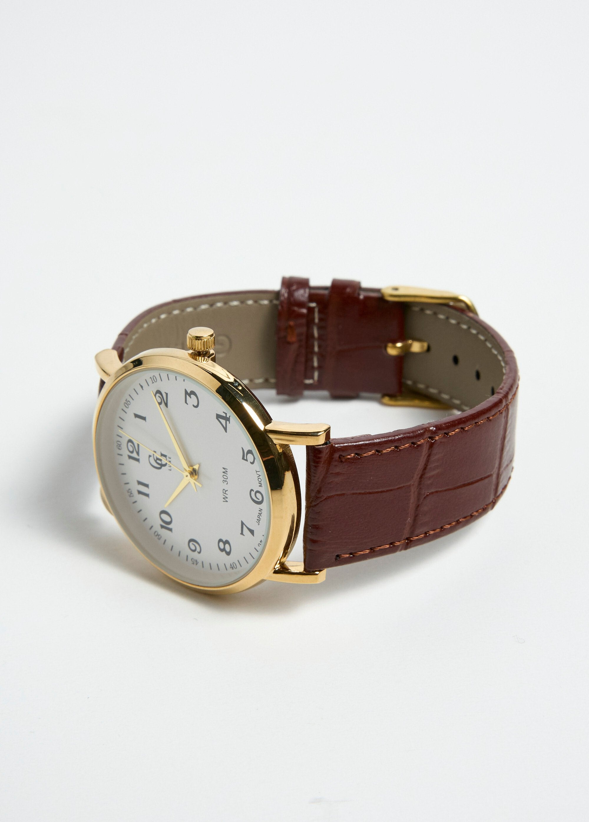 Reloj_redondo_de_acero_inoxidable_y_piel_estilo_cocodrilo._Castaño_DE1_slim