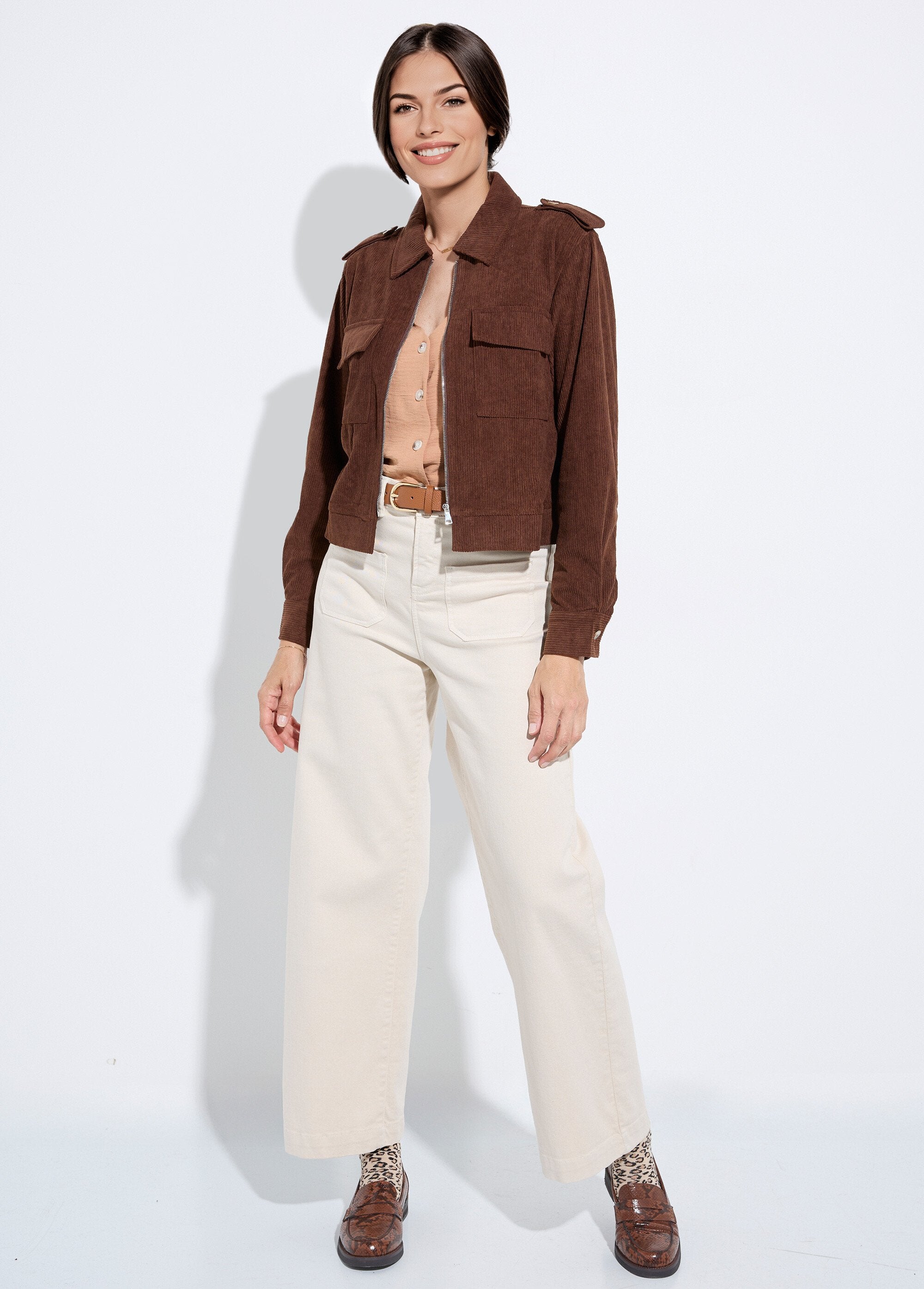 Chaqueta_corta_con_cremallera_en_terciopelo_acanalado_grueso_Castaño_SF1_slim