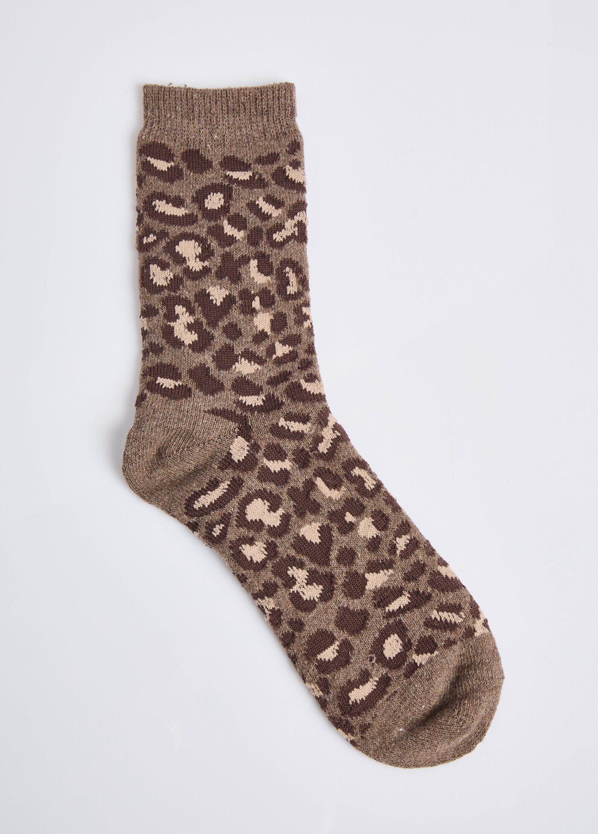Chaussettes_motif_léopard_avec_laine_Leopard_et_marron_DE1_slim