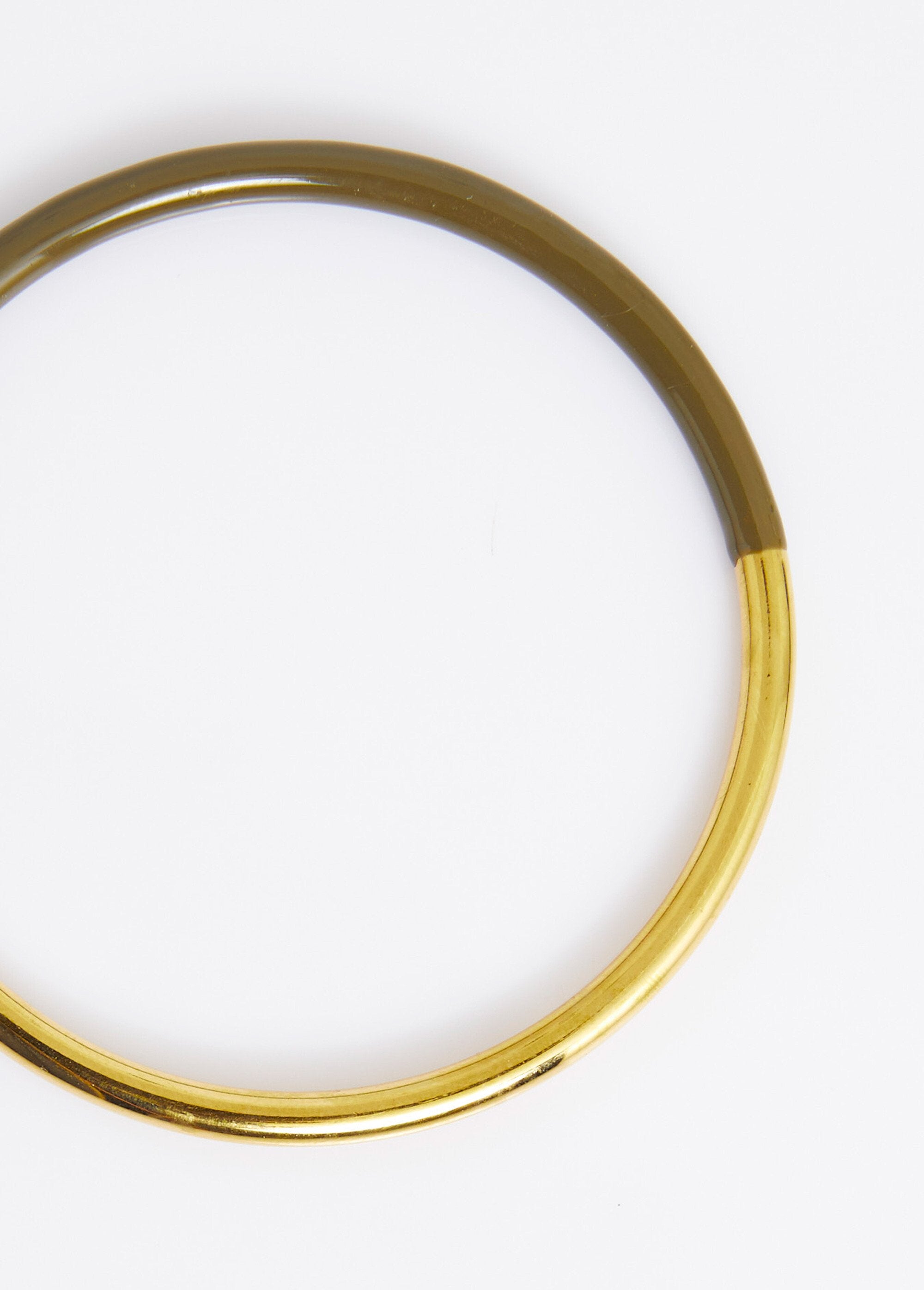 Jonc_à_demi_émaillé,_acier_inoxydable_Dore_et_kaki_DE1_slim