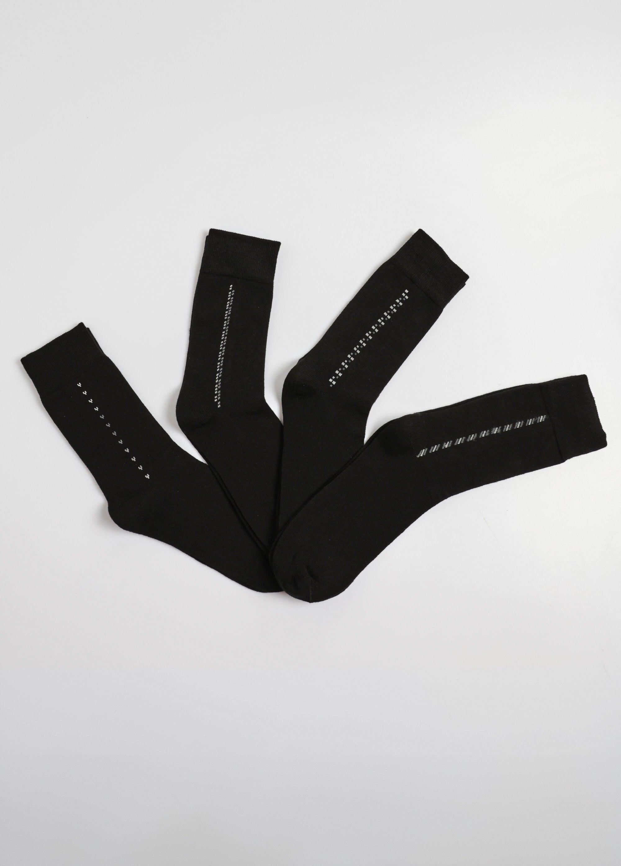 Pack_de_4_calcetines_con_pequeños_estampados,_color_oscuro_Negro_a_juego_FA1_slim