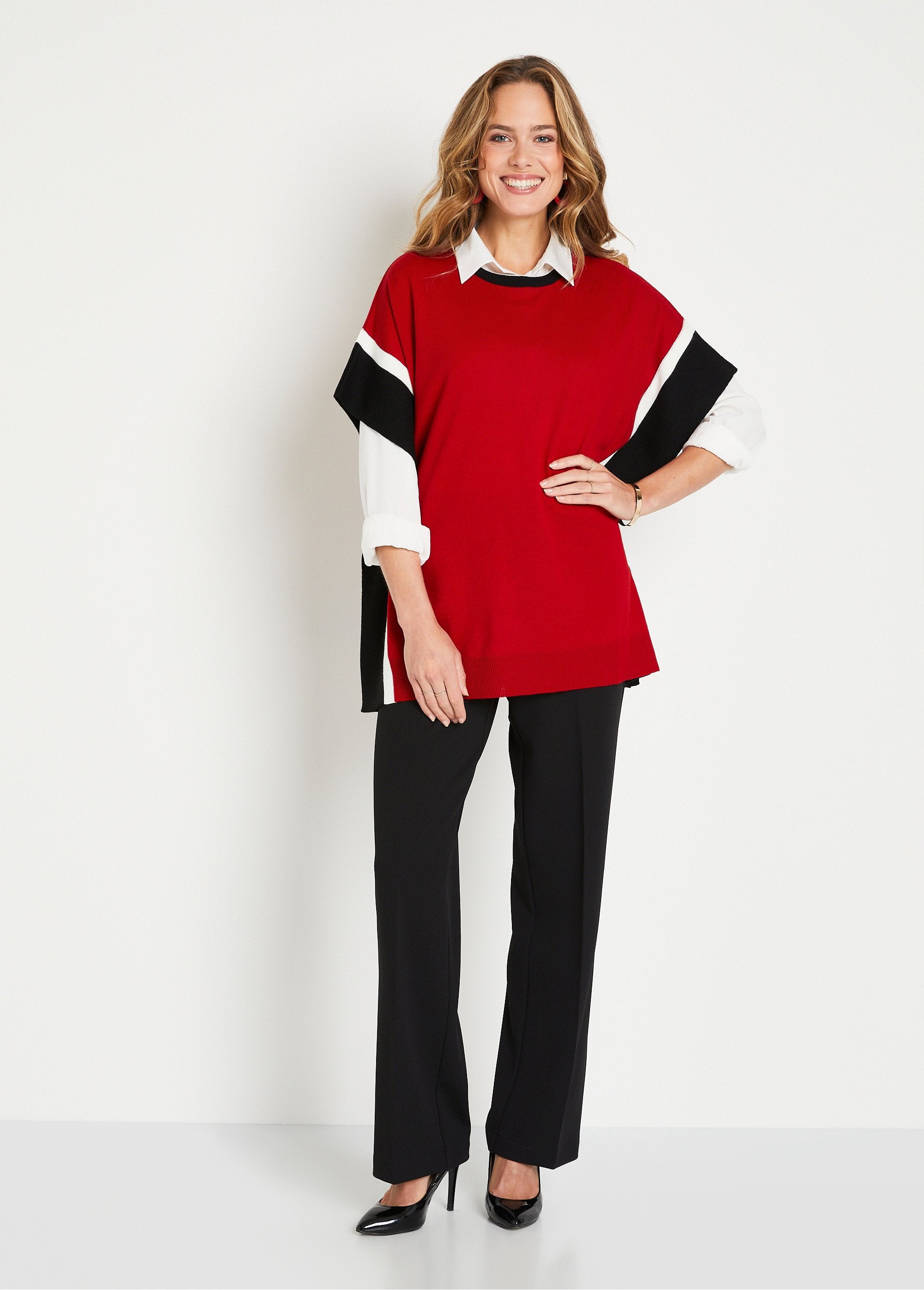 Jersey_poncho_largo_liso_rojo_y_negro_SF1_slim