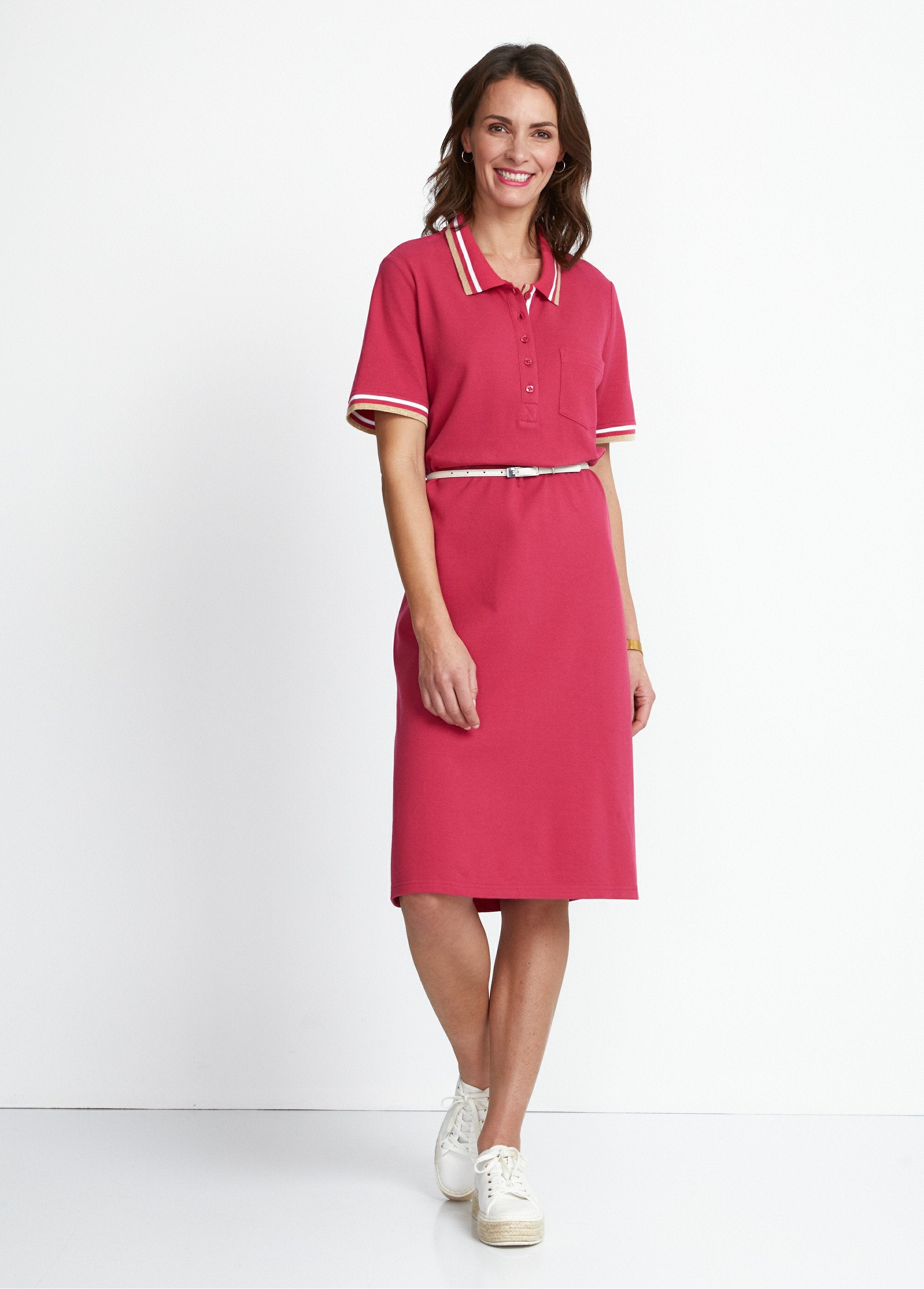 Vestido_de_cuello_polo_de_punto_piqué_Fucsia_SF1_slim