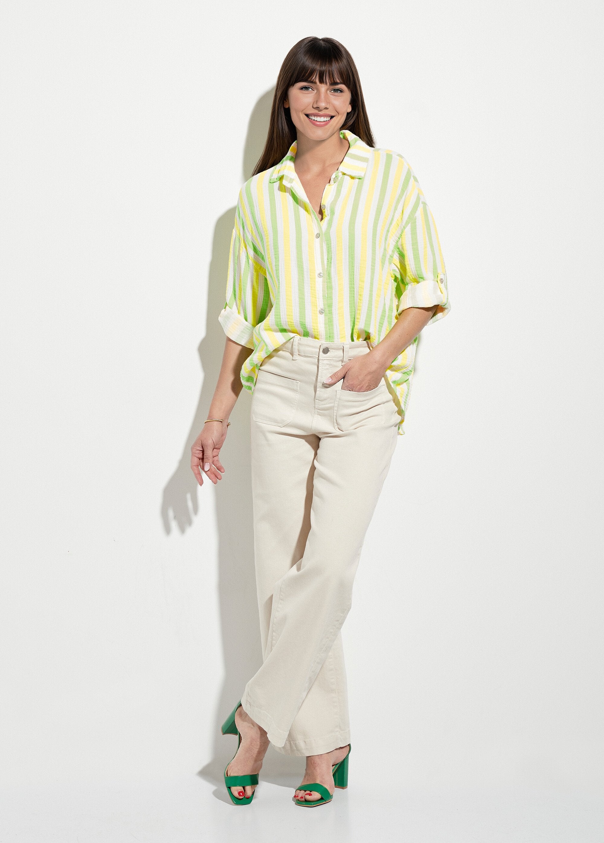 Blusa_de_gasa_de_algodón_con_rayas_fluorescentes_Amarillo_y_verde_SF1_slim