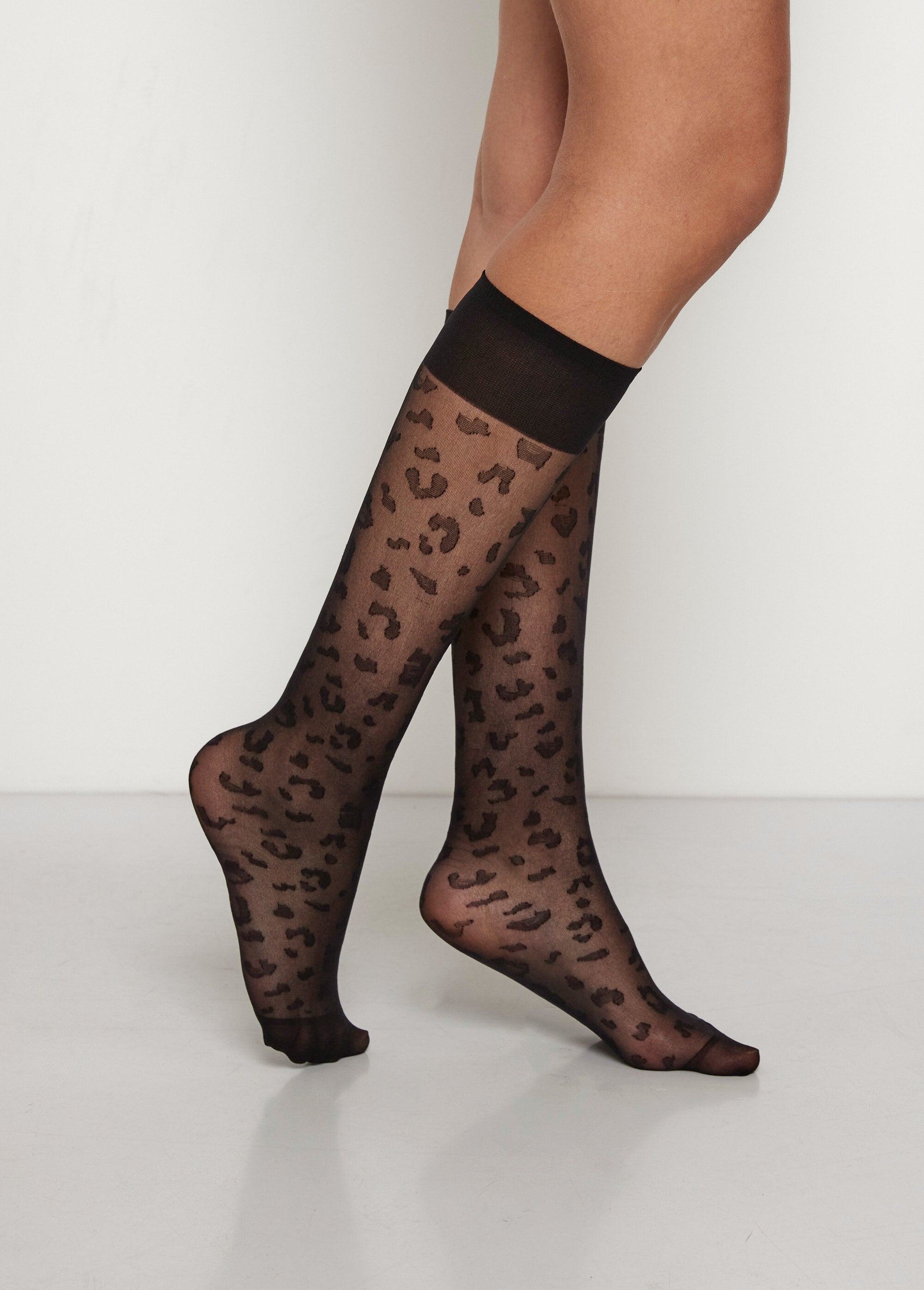 Paquete_de_2_elegantes_medias_hasta_la_rodilla,_20_deniers_Negro_y_leopardo_DR1_slim