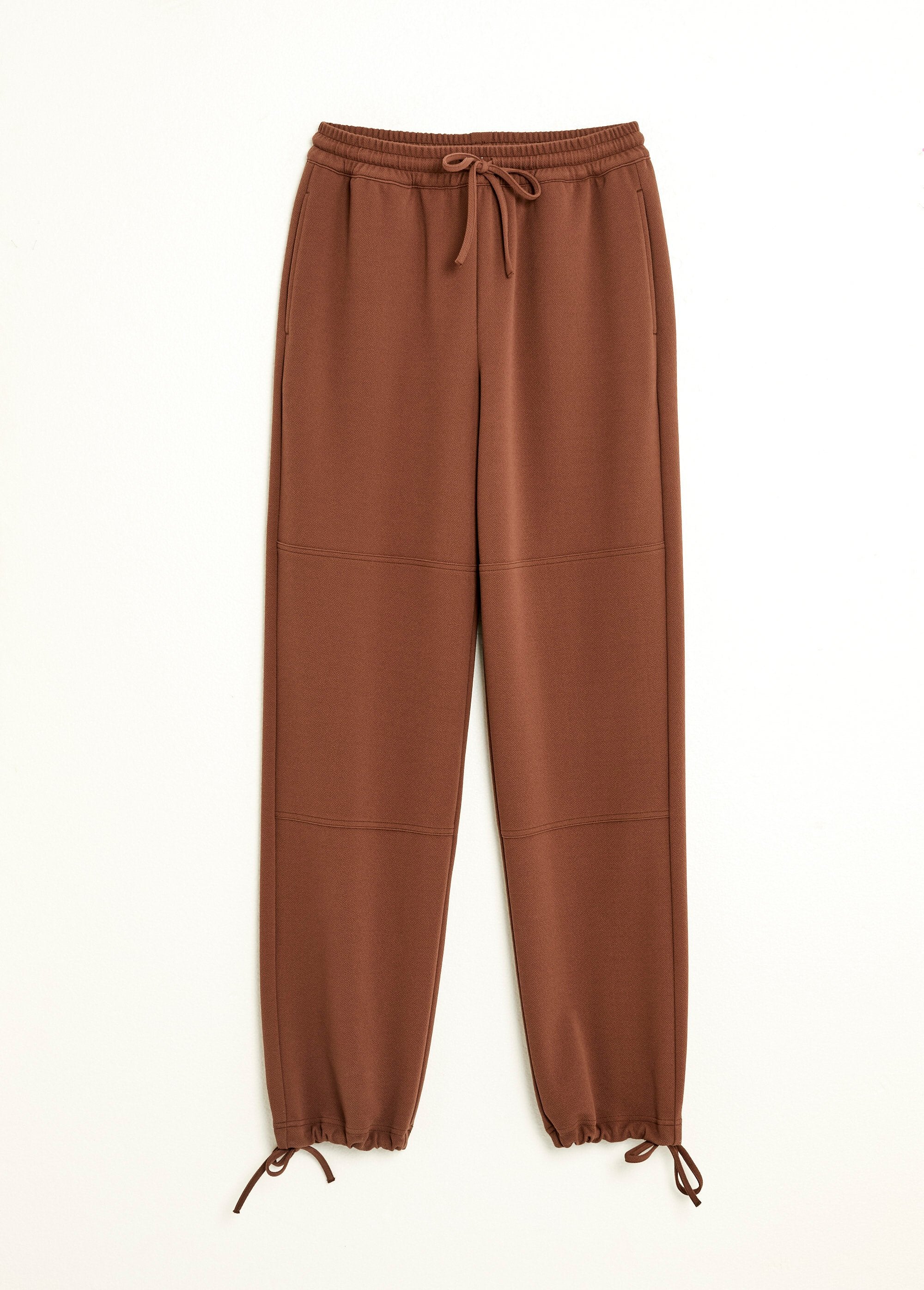 Pantalón_de_cinturilla_elástica_ancha_en_punto_crepé_liso_Castaño_AP1_slim