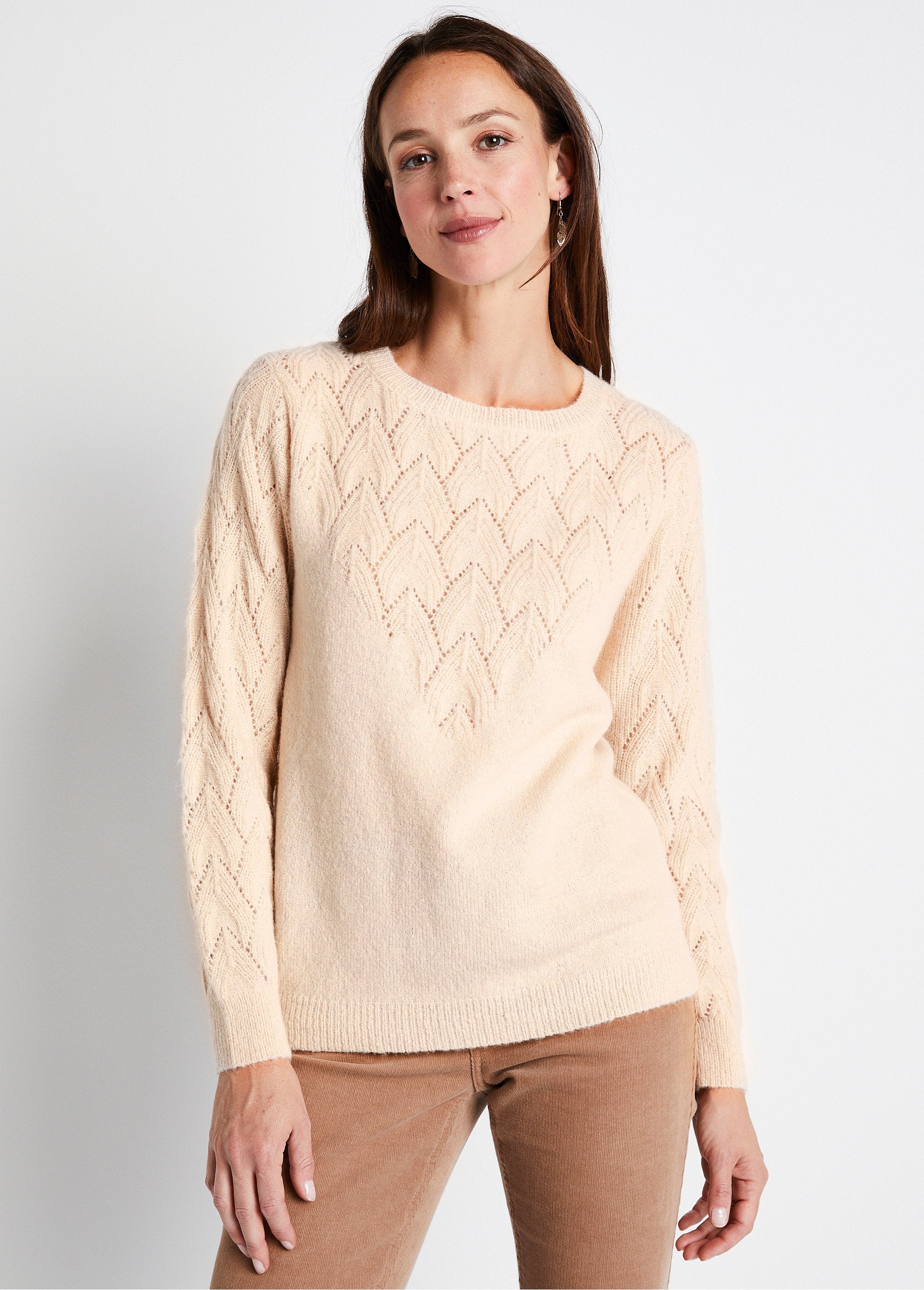 Jersey_punto_fantasía_cuello_redondo_liso_suave_Beige_FA1_slim