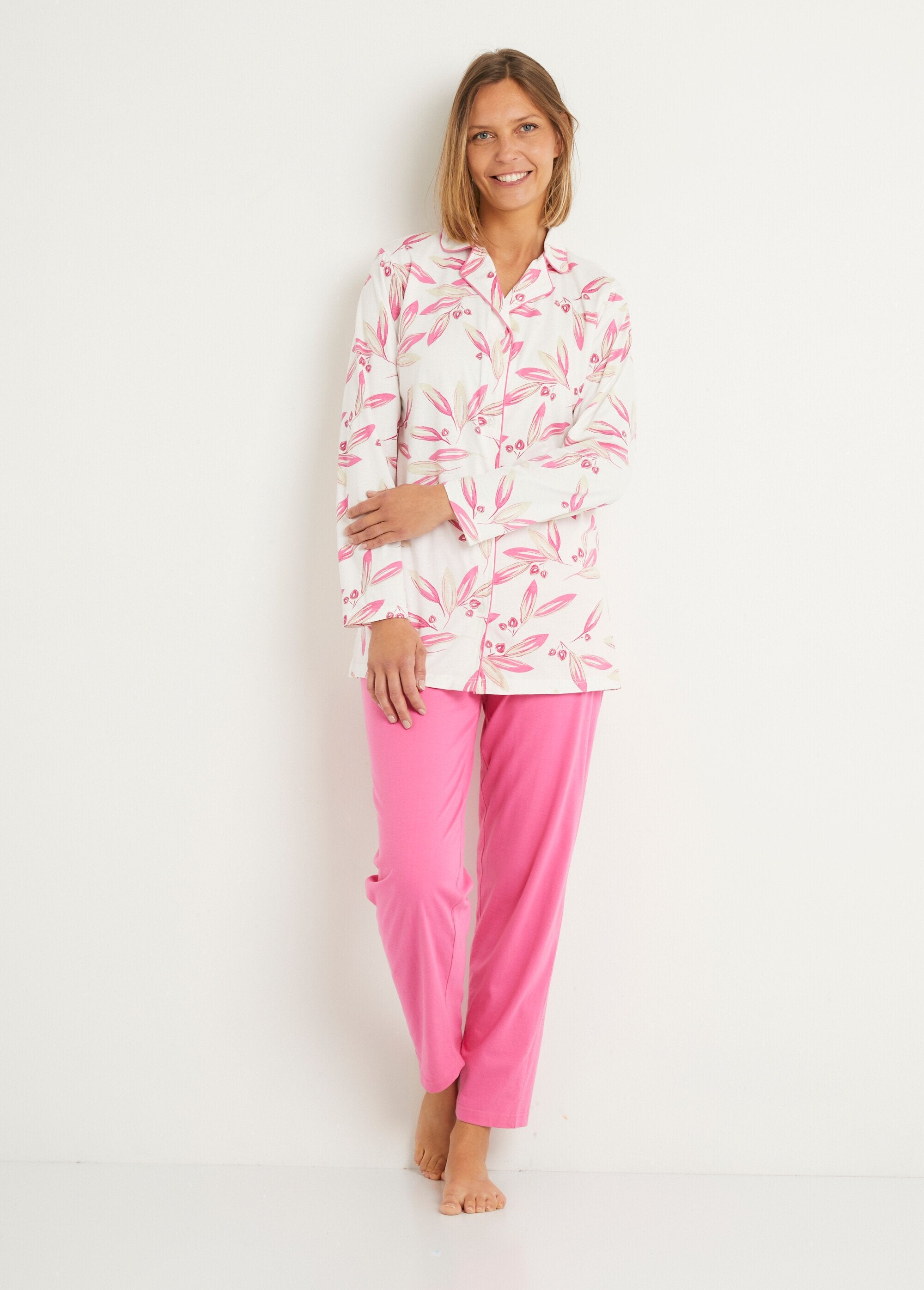 Pijama_estampado_chaqueta_abotonada_de_algodón_Imprime_rose_FA1_slim