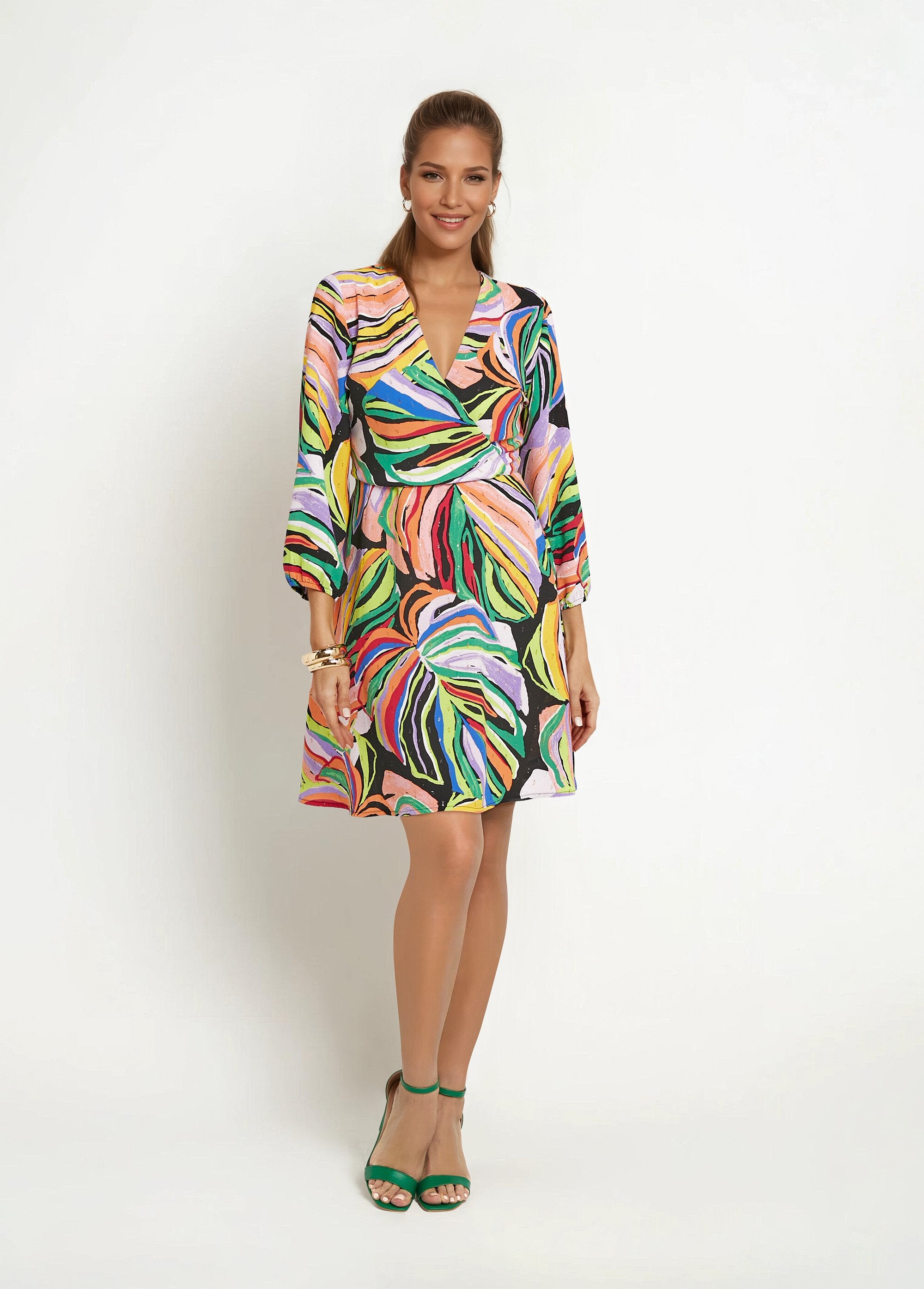 Vestido_corto_con_estampado_gráfico_de_follaje_Multicolor_FA1_slim
